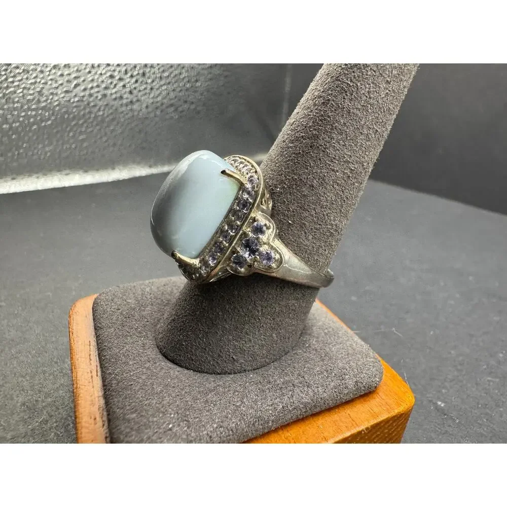 Vtg STS Chuck Clemency Sterling Silver 925 Blue Ring Tanzanite Filigree Sz 10